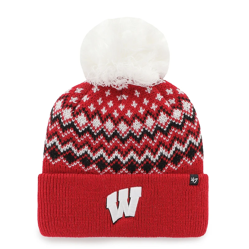 Women's '47  Red Wisconsin Badgers Elsa Cuffed Knit Hat with Pom