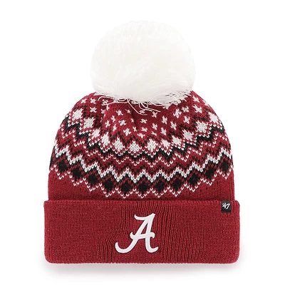 Women's '47 Crimson Alabama Crimson Tide Elsa Cuffed Knit Hat with Pom