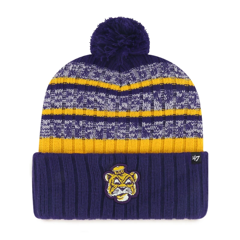 Men's '47  Purple LSU Tigers Tavern Cuffed Knit Hat with Pom