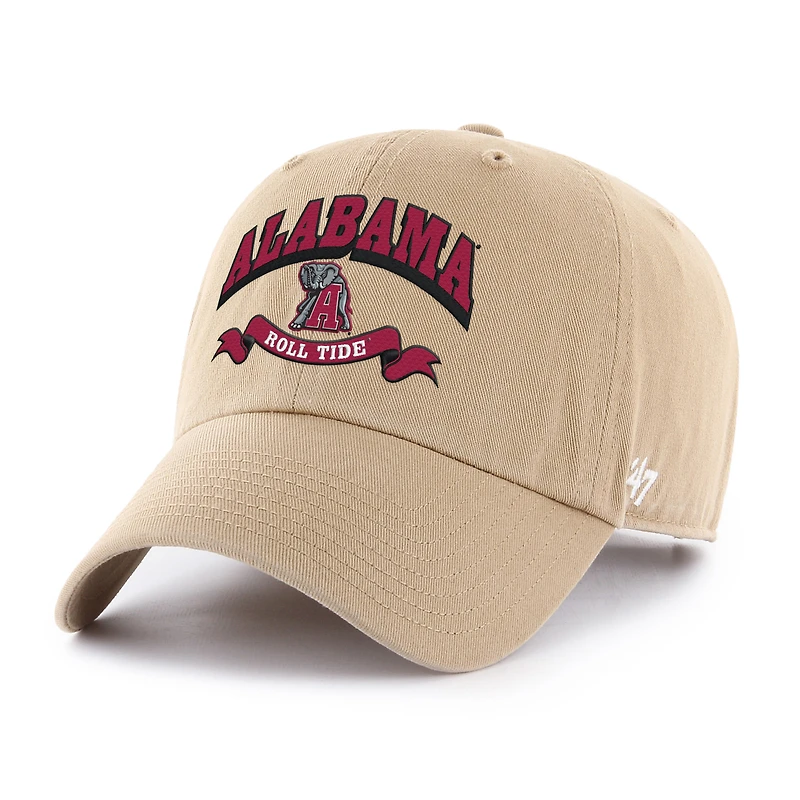 Men's '47  Khaki Alabama Crimson Tide Region Clean Up Adjustable Hat