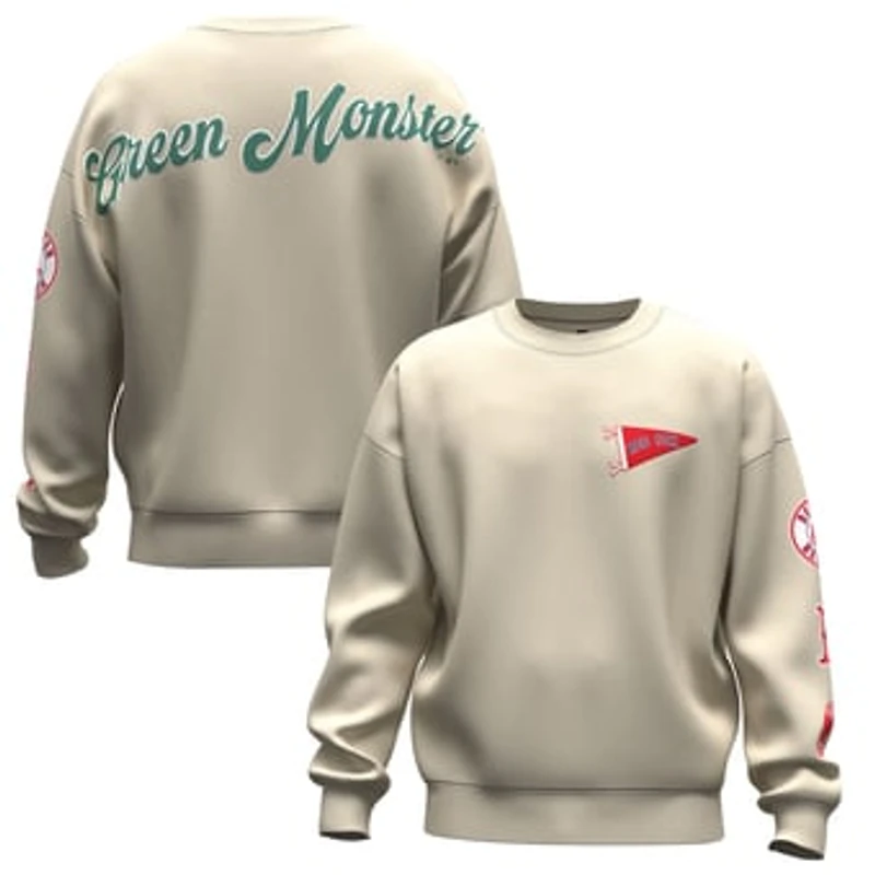 Unisex Fanatics  Tan Boston Red Sox Spirit Jersey Fleece Crewneck Pennant Sweatshirt