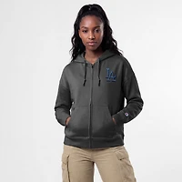 Women's Champion Black Los Angeles Dodgers Powerblend Fleece Full-Zip Hoodie