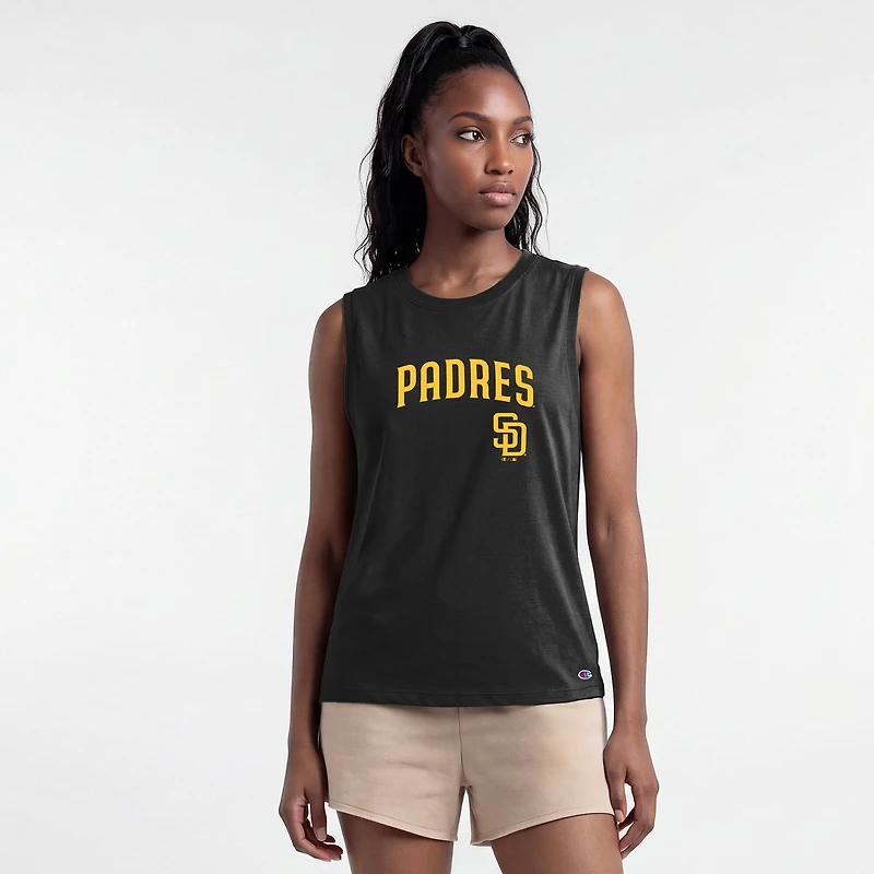 Women's Champion Black San Diego Padres Muscle Tank Top