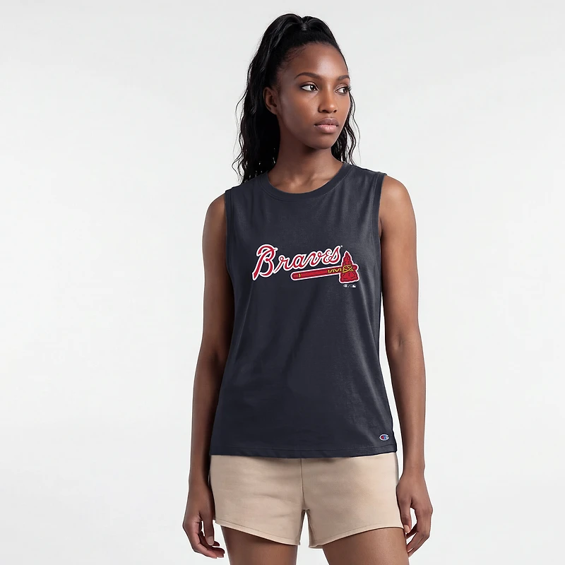 Women's Champion Navy Atlanta Braves Muscle Tank Top