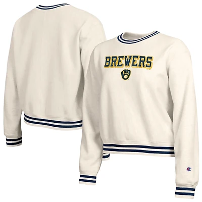 Women's Champion  Cream Milwaukee Brewers Reverse Weave Sweatshirt