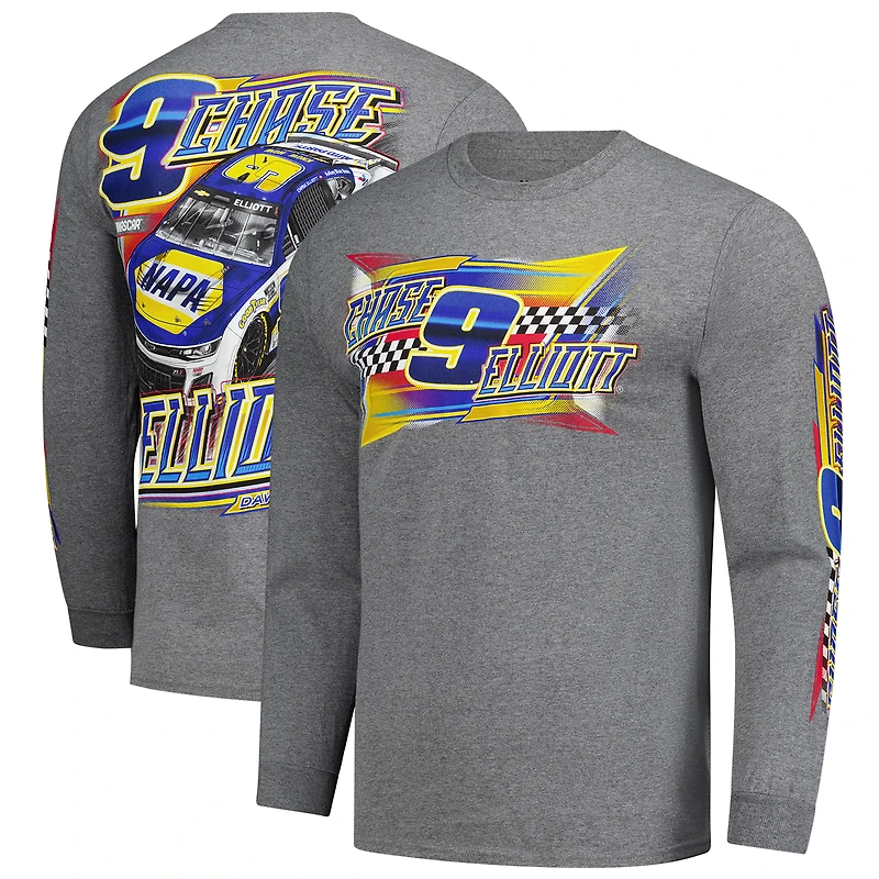 Men's Classic Ink Heather Charcoal Chase Elliott Long Sleeve T-Shirt