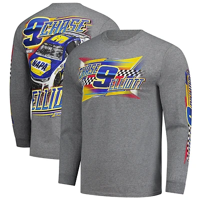 Men's Classic Ink Heather Charcoal Chase Elliott Long Sleeve T-Shirt