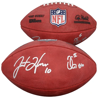Justin Herbert & Oronde Gadsden Los Angeles Chargers Autographed Wilson Duke Full Color Football