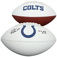 Tyler Warren Indianapolis Colts Autographed Franklin White Panel Football with "2025 #14 Pick" Inscription