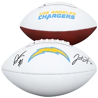 Justin Herbert & Quentin Johnston Los Angeles Chargers Autographed Franklin White Panel Football