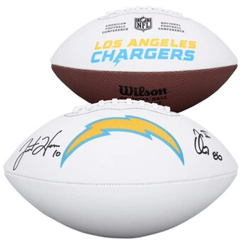 Justin Herbert & Oronde Gadsden Los Angeles Chargers Autographed Wilson White Panel Football