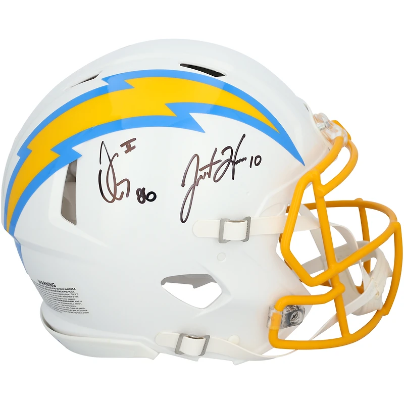 Justin Herbert & Oronde Gadsden Los Angeles Chargers Autographed Riddell Speed Authentic Helmet