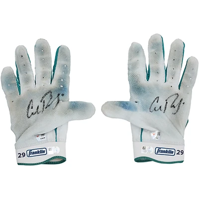 Cal Raleigh Seattle Mariners Autographed Game-Used White/Teal Franklin Batting Gloves from the 2025 MLB Season - NF70452463-64