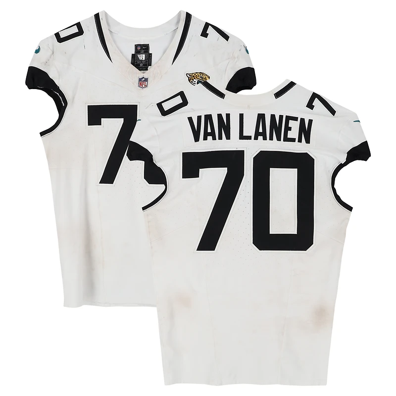 Cole Van Lanen Jacksonville Jaguars Game-Used #70 White Nike Jersey vs. Tennessee Titans on November 30, 2025