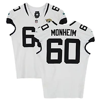 Jonah Monheim Jacksonville Jaguars Game-Used #60 White Nike Jersey vs. Tennessee Titans on November 30, 2025