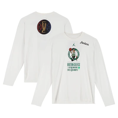 Boston Celtics Team-Issued White Jordan Brand NBA Cup Long Sleeve T-Shirt from the 2025-26 NBA Season