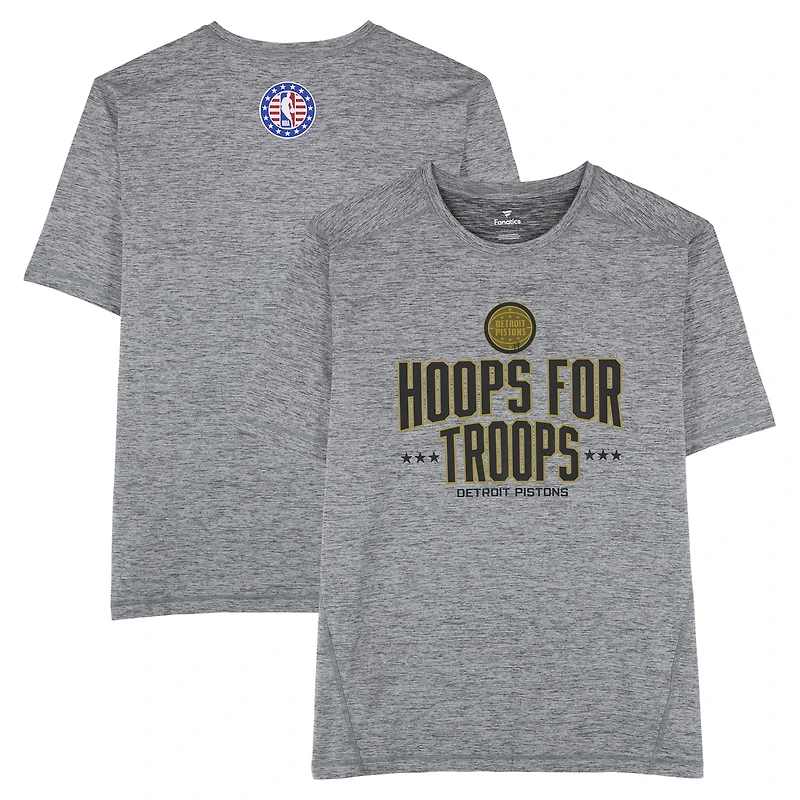 Detroit Pistons Team-Issued Gray "Hoops For Troops" T-Shirt from the 2025-26 NBA Season