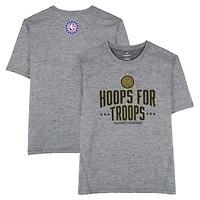 Detroit Pistons Team-Issued Gray "Hoops For Troops" T-Shirt from the 2025-26 NBA Season