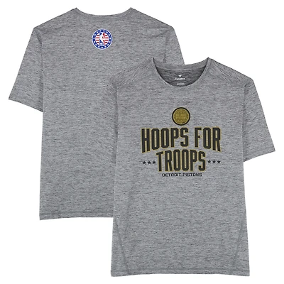 Detroit Pistons Team-Issued Gray "Hoops For Troops" T-Shirt from the 2025-26 NBA Season