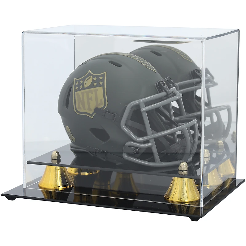 Golden Classic Mini Helmet Display Case with Mirror Back - 97% UV Protection