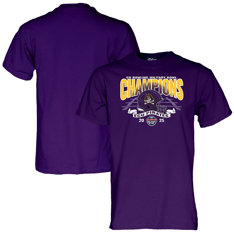 Unisex Blue 84 Purple ECU Pirates 2025 Military Bowl Champions T-Shirt