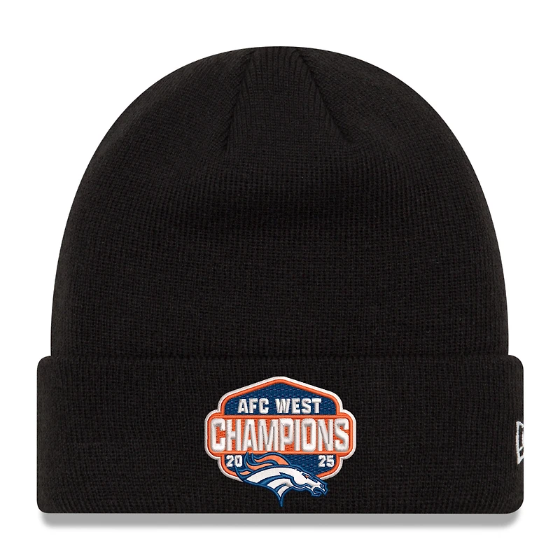 Men's New Era Black Denver Broncos 2025 AFC West Division Champions Cuffed Knit Hat