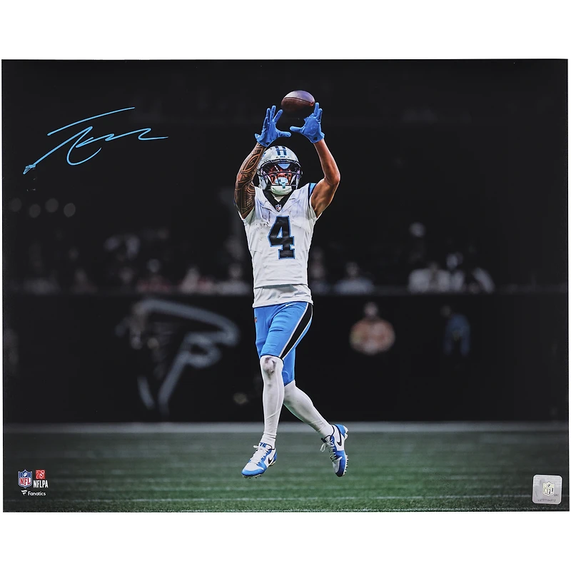 Tetairoa McMillan Carolina Panthers Autographed 16" x 20" White Jersey Catch Spotlight Photograph