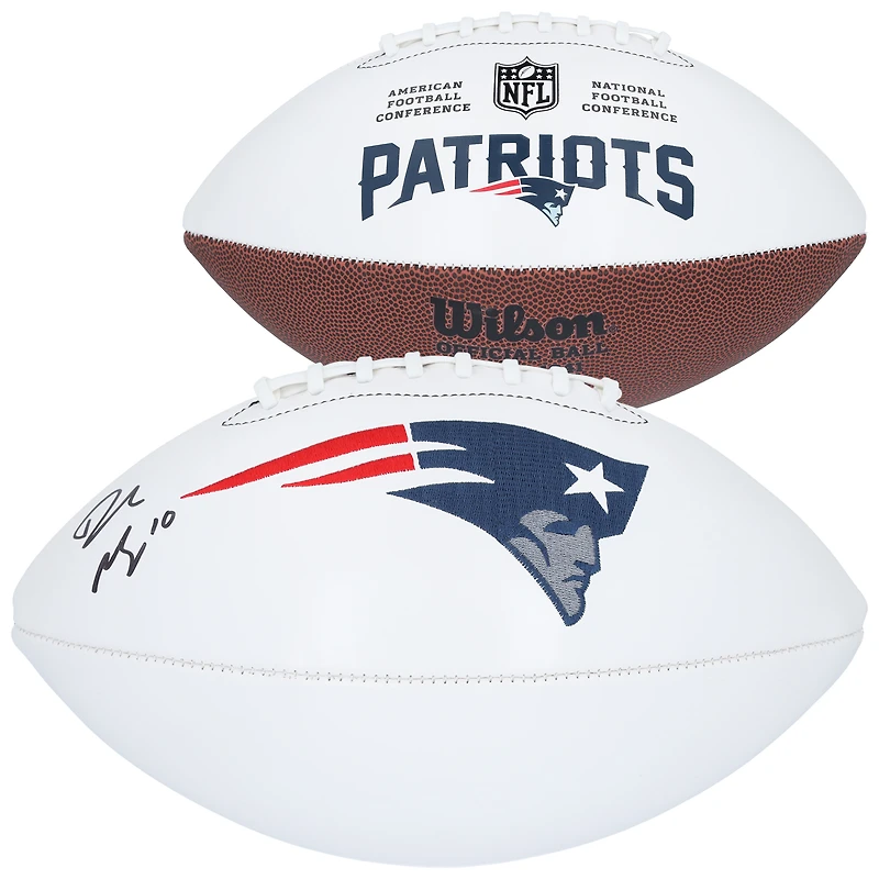 Drake Maye New England Patriots Autographed Wilson White Panel Football