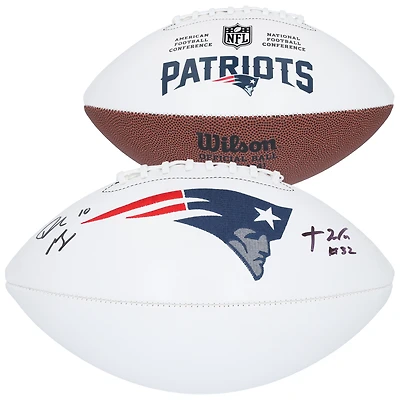 Drake Maye & TreVeyon Henderson New England Patriots Autographed Wilson White Panel Football