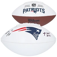Drake Maye & TreVeyon Henderson New England Patriots Autographed Wilson White Panel Football