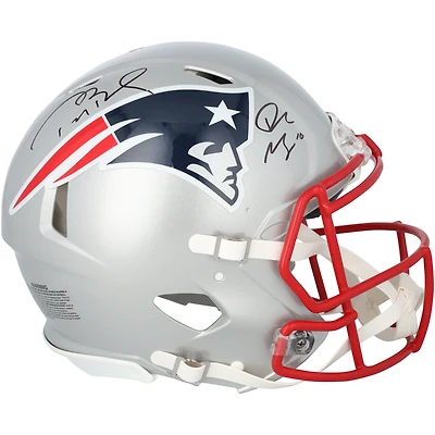 Tom Brady & Drake Maye New England Patriots Autographed Riddell Speed Authentic Helmet