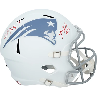 Drake Maye & TreVeyon Henderson New England Patriots Autographed Riddell Rivalry Speed Replica Helmet
