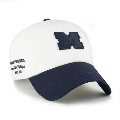 Men's '47  White/Navy Michigan Wolverines Contemporary Basics Two Tone Clean Up Adjustable Hat