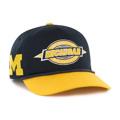 Youth '47  Navy Michigan Wolverines Frame Out Hitch Rope Adjustable Hat