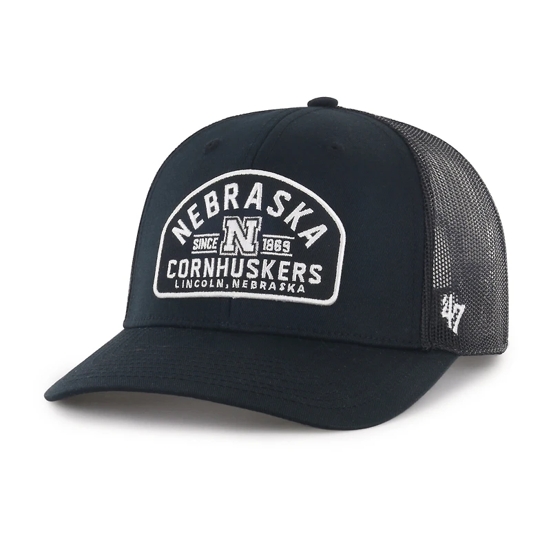 Men's '47  Black Nebraska Huskers Leland Trucker Adjustable Hat