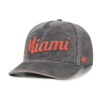 Men's '47  Gray Miami Hurricanes Reclaim Snow Wash Corduroy Hitch Adjustable Hat
