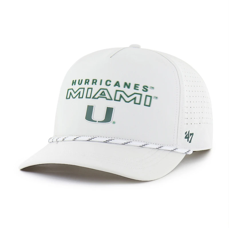 Men's '47  White Miami Hurricanes Forward Vent Hitch Rope Adjustable Hat