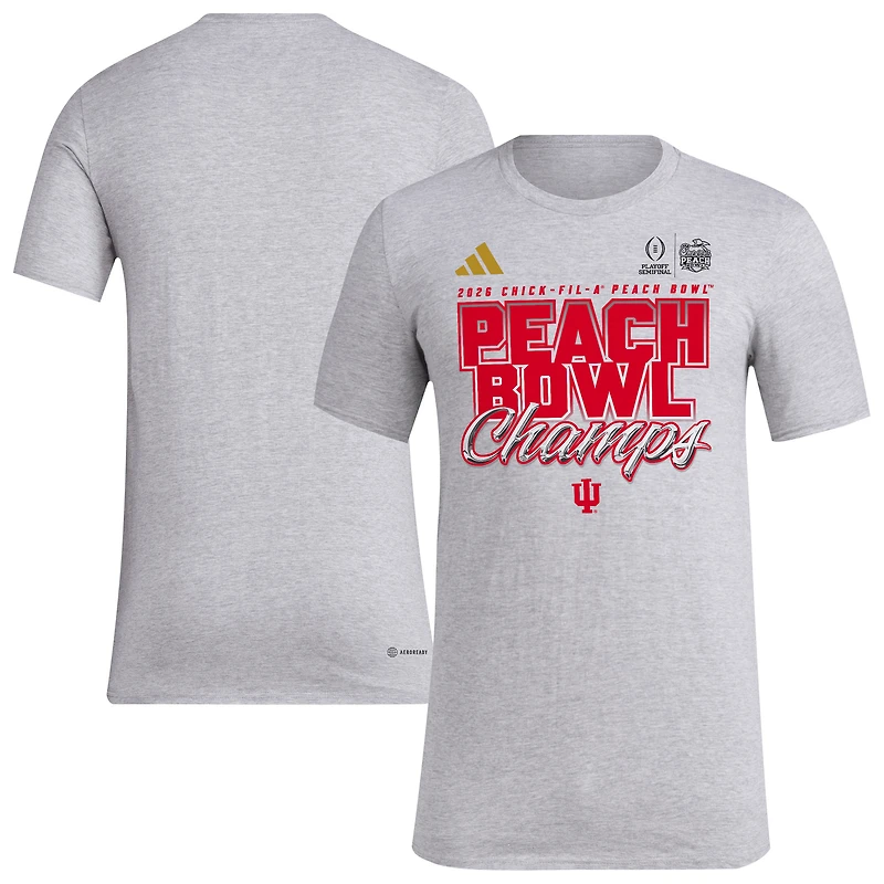 Men's adidas Gray Indiana Hoosiers College Football Playoff 2026 Peach Bowl Champions T-Shirt