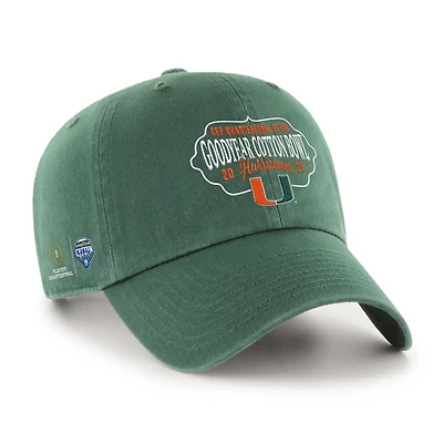 Men's '47 Green Miami Hurricanes College Football Playoff 2025 Cotton Bowl Clean Up Adjustable Hat
