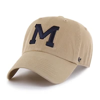 Men's '47  Khaki Michigan Wolverines Vault Clean Up Adjustable Hat