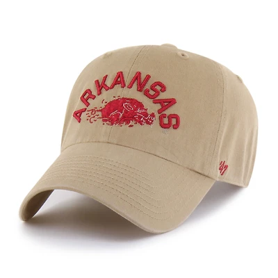 Men's '47  Khaki Arkansas Razorbacks Vault Clean Up Adjustable Hat