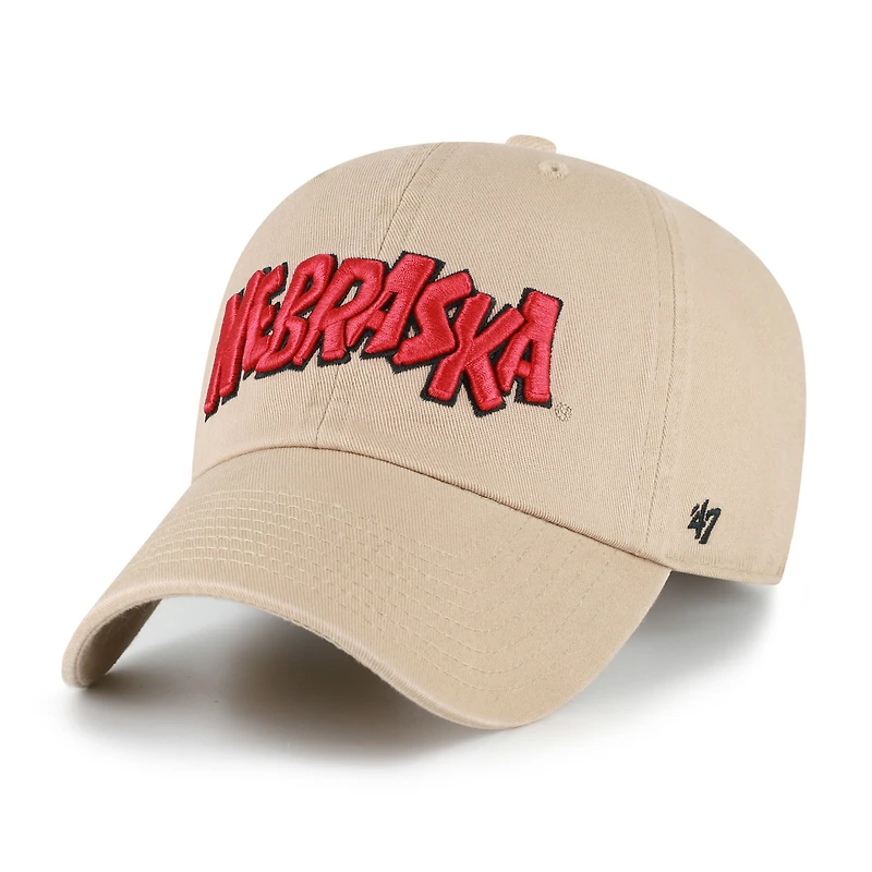 Men's '47  Khaki Nebraska Huskers Vault Clean Up Adjustable Hat