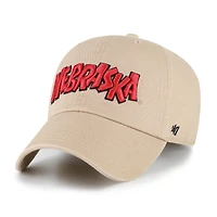 Men's '47  Khaki Nebraska Huskers Vault Clean Up Adjustable Hat
