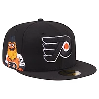 Men's New Era Black Philadelphia Flyers Active Mascot 59FIFTY Fitted Hat