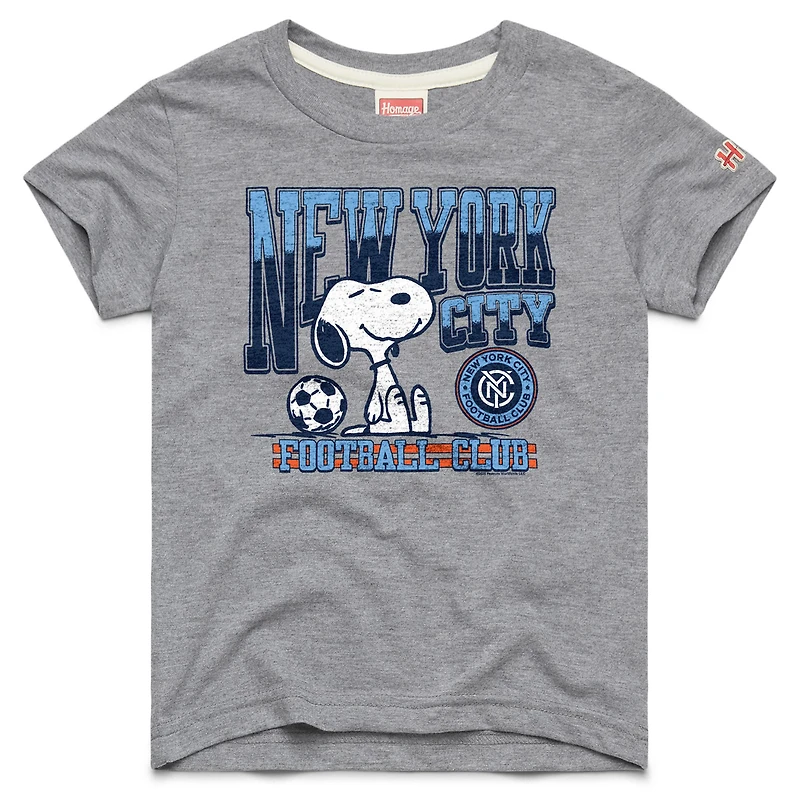 Youth Homage Gray New York City FC MLS x Peanuts Snoopy Graphic Tri-Blend T-Shirt