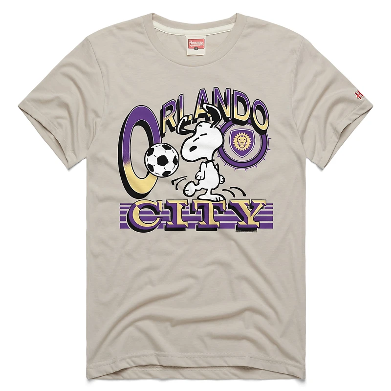 Youth Homage Khaki Orlando City SC MLS x Peanuts Snoopy Graphic Tri-Blend T-Shirt