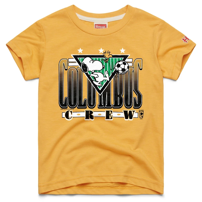 Youth Homage  Gold Columbus Crew MLS x Peanuts Snoopy Graphic Tri-Blend T-Shirt