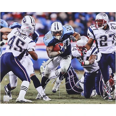 Eddie George Tennessee Titans Autographed 16" x 20" Run vs. New England Patriots Photograph