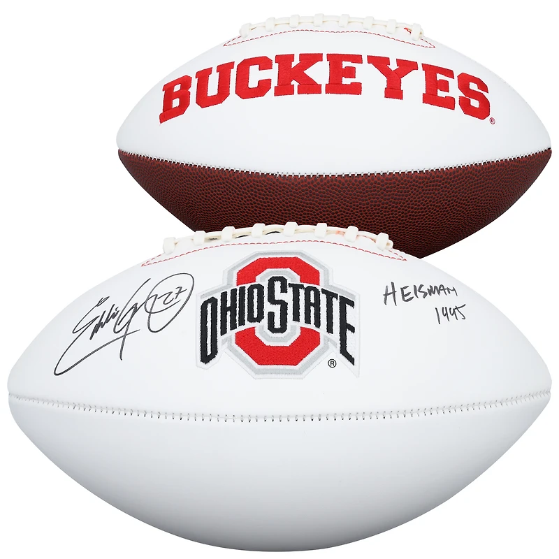 Eddie George Ohio State Buckeyes Autographed Rawlings White Panel Football with "Heisman 1995" Inscription