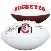 Eddie George Ohio State Buckeyes Autographed Rawlings White Panel Football with "Heisman 1995" Inscription